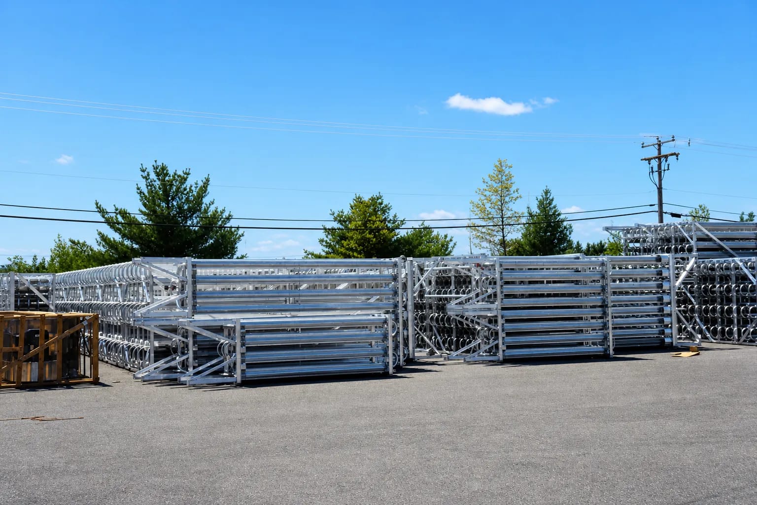 Rows of finished FWM vaporizers staged in the yard inventory ready for quick shipment